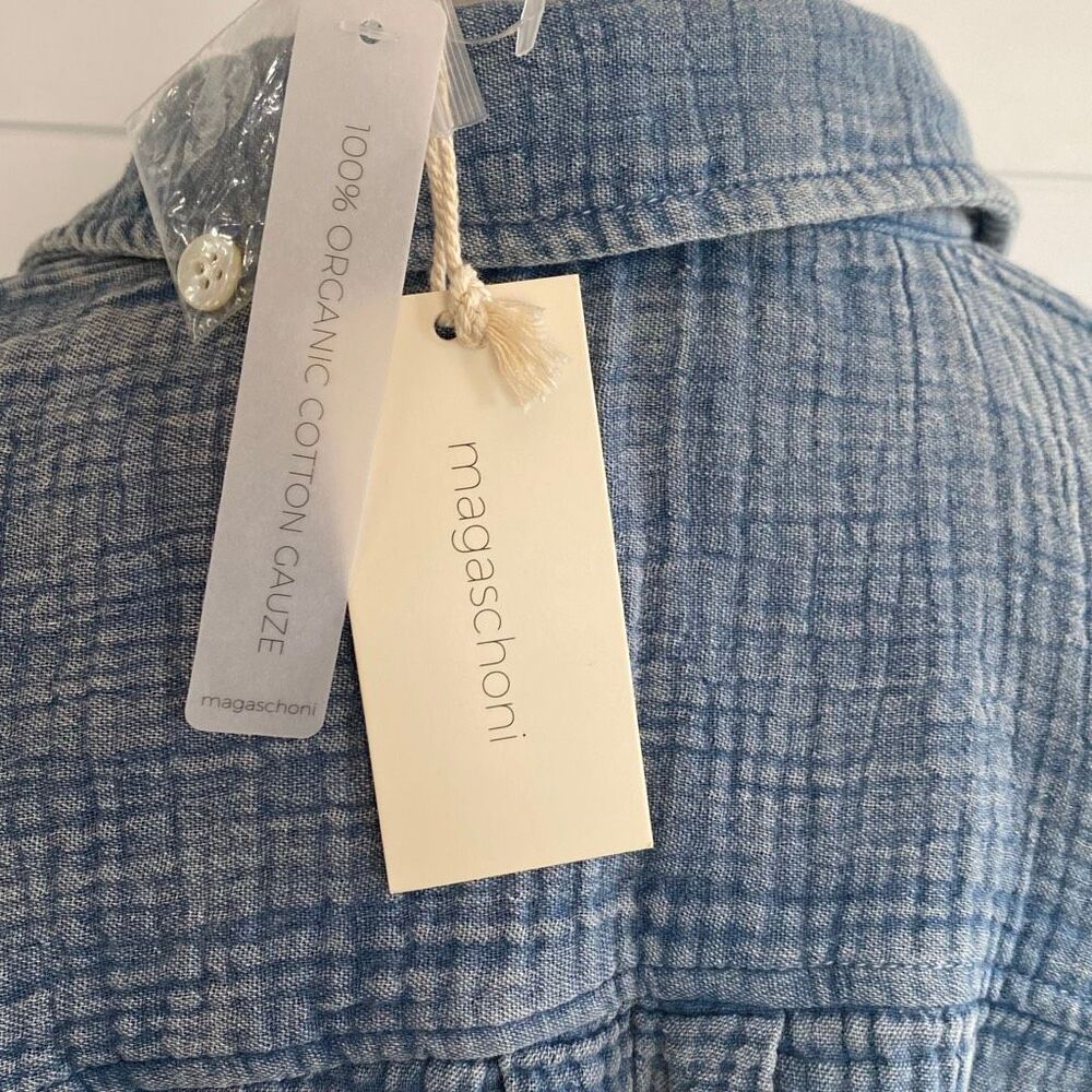 MAGASCHONI 100% Organic Cotton Gauze Long Sleeve Button Down Shirt Sz XS/001 - Picture 6 of 11